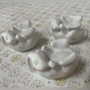 Adorable White Bunny Figurines